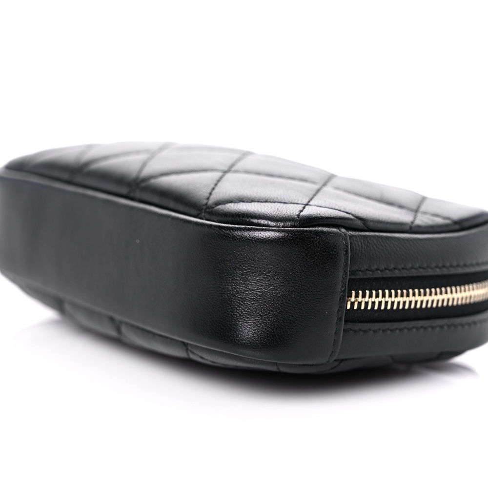 CHANEL  Lambskin Quilted Small Curvy Pouch Cosmetic Case Black - Picture 2 of 10